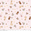 Image of Designer Flannel Baby Girl Animal Toss Pink by Lori Whitlock for Riley Blake Designs. Features animals on a pink background. Cute Little Fabric Shop.