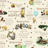 Image of Designer Flannel Winnie the Pooh Quotes Cream by Echo Park Paper Co for Riley Blake Designs. Features words on a cream background. Cute Little Fabric Shop.