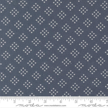 Independence Day Stars Indigo quilting cotton fabric by Sweetwater for Moda Fabrics. Features stars on a blue background. Cute Little Fabric Shop.