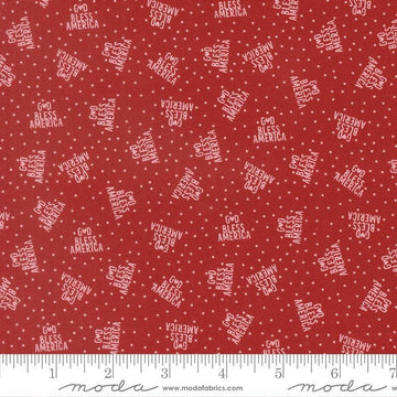 Independence Day God Bless America Red quilting cotton fabric by Sweetwater for Moda Fabrics. Features dots on a red background. Cute Little Fabric Shop.