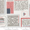 Independence Day All Things America Vanilla quilting cotton fabric by Sweetwater for Moda Fabrics. Features text on a white background. Cute Little Fabric Shop.