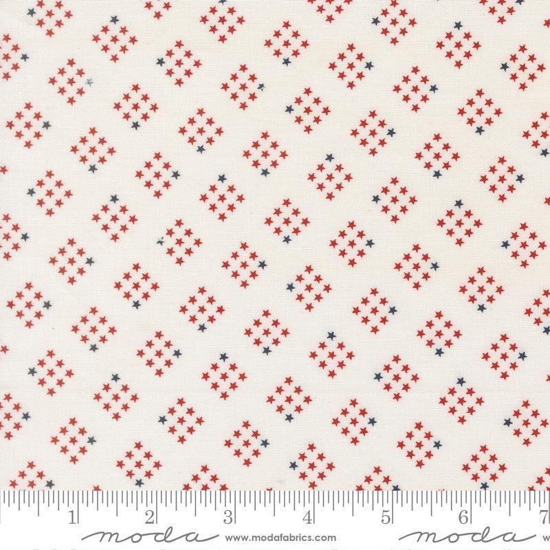 Independence Day Stars Vanilla quilting cotton fabric by Sweetwater for Moda Fabrics. Features stars on a white background. Cute Little Fabric Shop.