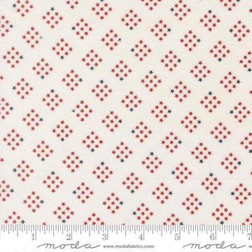 Independence Day Stars Vanilla quilting cotton fabric by Sweetwater for Moda Fabrics. Features stars on a white background. Cute Little Fabric Shop.