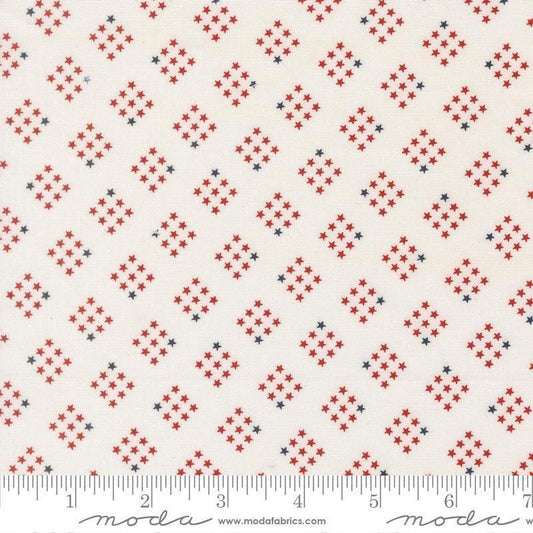 Independence Day Stars Vanilla quilting cotton fabric by Sweetwater for Moda Fabrics. Features stars on a white background. Cute Little Fabric Shop.