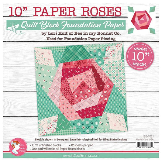 SALE It's Sew Emma 10" Paper Roses Quilt Blocks Foundation Paper Floral Block Paper - Riley Blake Foundation Paper