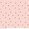 Image of Designer Flannel Meadow Moments Ladybugs Pink flannel cotton fabric by Sandra Nygard-Partheons for Riley Blake Designs. Features ladybugs and flowers on a pink background. Cute Little Fabric Shop.