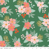 Image of Designer Flannel Meadow Moments Floral Green flannel cotton fabric by Sandra Nygard-Parthoens for Riley Blake Designs. Features flowers on a green background. Cute Little Fabric Shop.