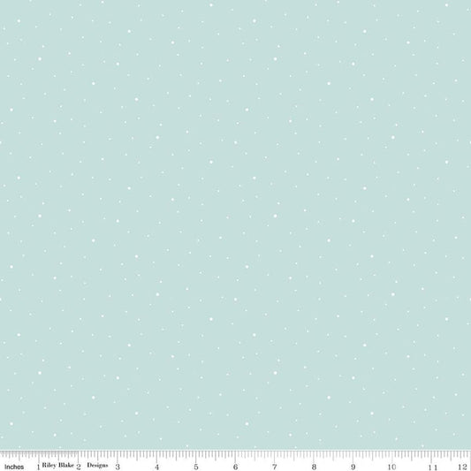 Image of Designer Flannel Dapple Dot Aqua flannel cotton fabric by The RBD Designers for Riley Blake Designs. Features dots on a blue background. Cute Little Fabric Shop.