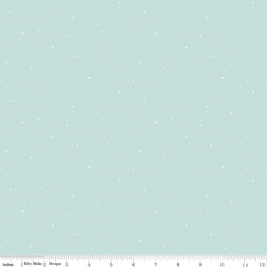 Image of Designer Flannel Dapple Dot Aqua flannel cotton fabric by The RBD Designers for Riley Blake Designs. Features dots on a blue background. Cute Little Fabric Shop.
