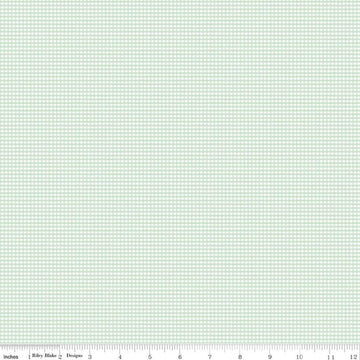 Image of Designer Flannel Micro Gingham Sweet Mint flannel cotton fabric by The RBD Designers for Riley Blake Designs. Features gingham on a green background. Cute Little Fabric Shop.