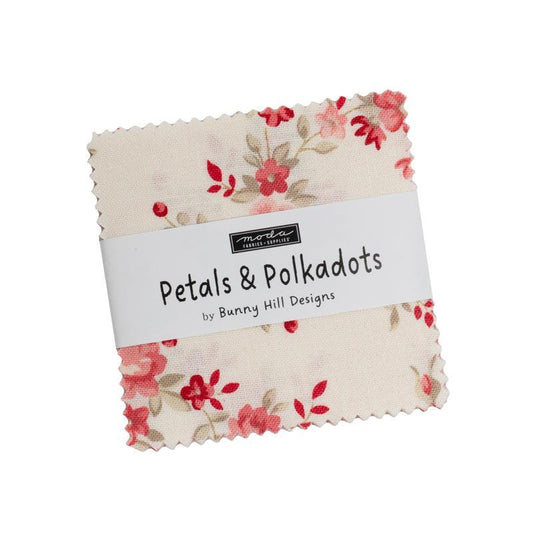 Petals And Polka Dots Mini Charm Pack Floral Fabric - 3080MC - 42-Piece Precut - Moda Fabrics Quilting Cotton Fabric