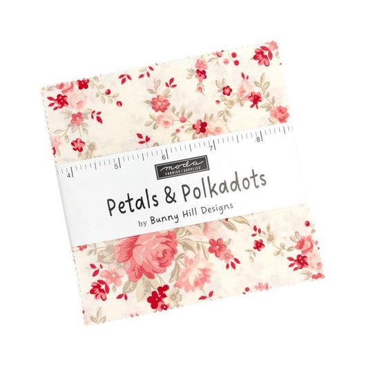 Petals And Polka Dots Charm Pack Floral Fabric - 3080PP - 42-Piece Precut - Moda Fabrics Quilting Cotton Fabric