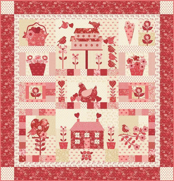 Petals And Polka Dots Quilt Kit Floral Fabric - KIT3080 - Moda Fabrics Quilting Cotton Fabric