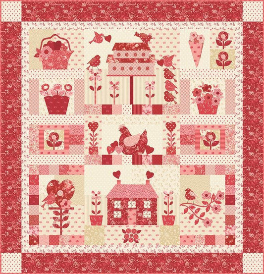 Petals And Polka Dots Quilt Kit Floral Fabric - KIT3080 - Moda Fabrics Quilting Cotton Fabric