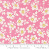 Image of Summers End Cosmos Lilac quilting cotton fabric by Fig Tree Co for Moda Fabrics. Features flowers on a pink background. Cute Little Fabric Shop.