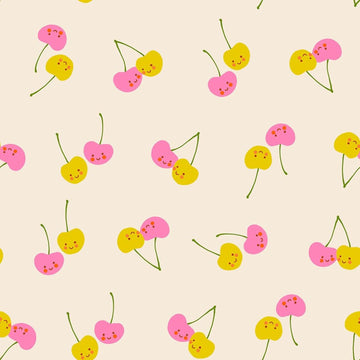 Trinketry Cherry Friends Natural Cream Cherry Fabric - RS0112 - Moda Fabrics Quilting Cotton Fabric