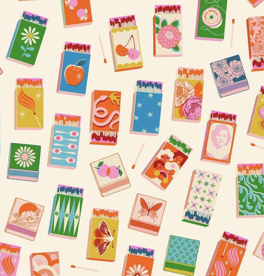 Trinketry Matchmaker Natural with Neon Cream Matchbox Fabric - RS0109 - Moda Fabrics Quilting Cotton Fabric