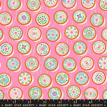 Trinketry Spools Flamingo Pink Spool Fabric - RS0111 - Moda Fabrics Quilting Cotton Fabric