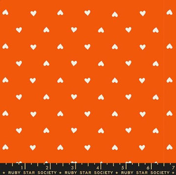 Trinketry Hearts Goldfish Orange Polka Dot Fabric - RS0091 - Moda Fabrics Quilting Cotton Fabric