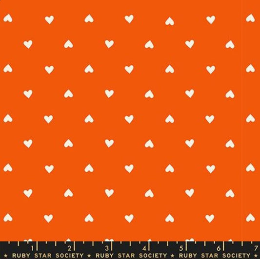 Trinketry Hearts Goldfish Orange Polka Dot Fabric - RS0091 - Moda Fabrics Quilting Cotton Fabric