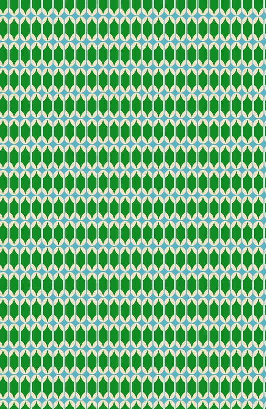 SALE Trinketry Geometric Deep Verdant Green Striped Fabric - RS0115 - Moda Fabrics Quilting Cotton Fabric