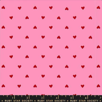 Trinketry Hearts Flamingo Pink Polka Dot Fabric - RS0091 - Moda Fabrics Quilting Cotton Fabric