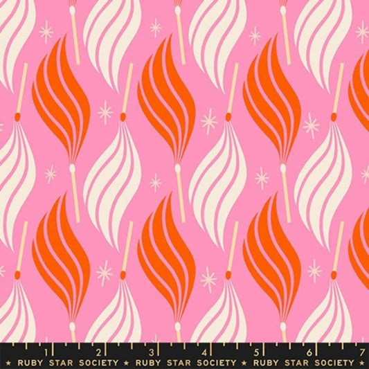 SALE Trinketry Lit Flamingo Pink Fire Fabric - RS0113 - Moda Fabrics Quilting Cotton Fabric
