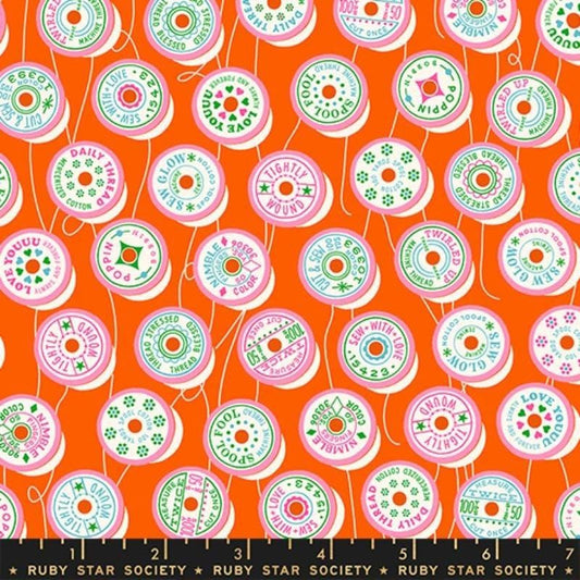 Trinketry Spools Goldfish Orange Spool Fabric - RS0111 - Moda Fabrics Quilting Cotton Fabric