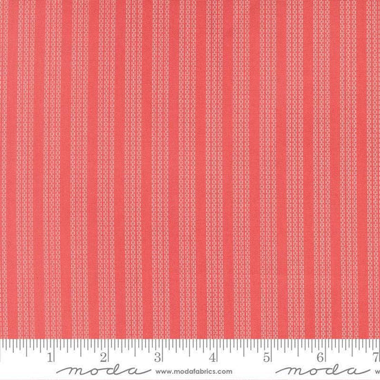 Image of Fruit Salad Stripes Flamingo quilting cotton fabric by Corey Yoder for Moda Fabrics. Features stripes on a pink background. Cute Little Fabric Shop.