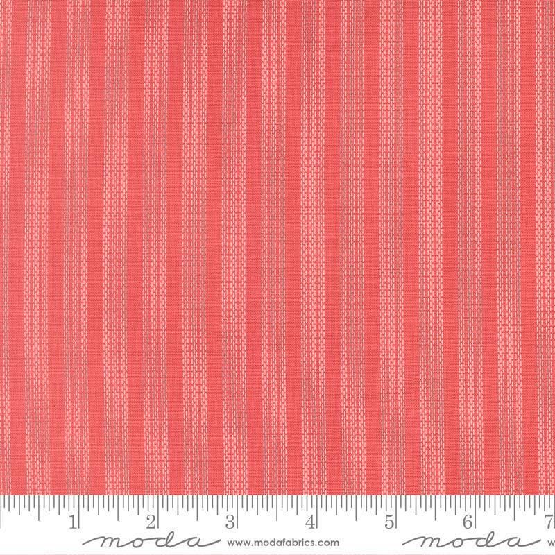 Image of Fruit Salad Stripes Flamingo quilting cotton fabric by Corey Yoder for Moda Fabrics. Features stripes on a pink background. Cute Little Fabric Shop.