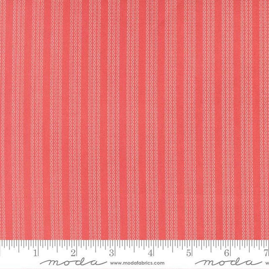 Image of Fruit Salad Stripes Flamingo quilting cotton fabric by Corey Yoder for Moda Fabrics. Features stripes on a pink background. Cute Little Fabric Shop.