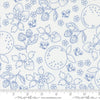 Image of Fruit Salad Sketch Off White Cobalt quilting cotton fabric by Corey Yoder for Moda Fabrics. Features fruit on a white background. Cute Little Fabric Shop.