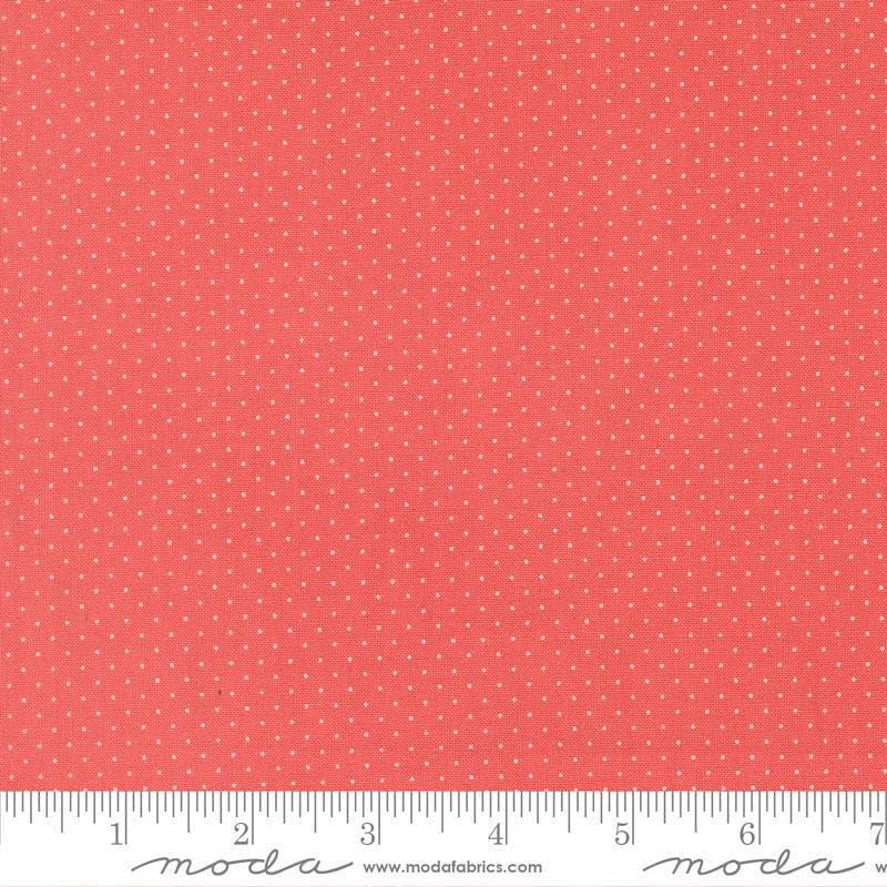 Image of Fruit Salad Dots Flamingo quilting cotton fabric by Corey Yoder for Moda Fabrics. Features dots on a pink background. Cute Little Fabric Shop.