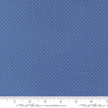 Image of Fruit Salad Dots Cobalt quilting cotton fabric by Corey Yoder for Moda Fabrics. Features dots on a blue background. Cute Little Fabric Shop.