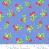 Image of Fruit Salad Strawberries Sky quilting cotton fabric by Corey Yoder for Moda Fabrics. Features strawberries on a blue background. Cute Little Fabric Shop.