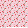 Image of Whimsical Woodland Floral Pink quilting cotton fabric by Tasha Noel for Riley Blake Designs. Features flowers on a pink background. Cute Little Fabric Shop.