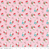 Image of Whimsical Woodland Floral Pink quilting cotton fabric by Tasha Noel for Riley Blake Designs. Features flowers on a pink background. Cute Little Fabric Shop.