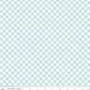 Image of Whimsical Woodland Diagonal Gingham Aqua quilting cotton fabric by Tasha Noel for Riley Blake Designs. Features gingham on a blue background. Cute Little Fabric Shop.