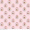 Image of Whimsical Woodland Animals Pink quilting cotton fabric by Tasha Noel for Riley Blake Designs. Features flowers and animals on a pink background. Cute Little Fabric Shop.