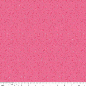 SALE Flourish Vines Hot Pink Leaf Fabric - C17456 - Riley Blake Quilting Cotton Fabric