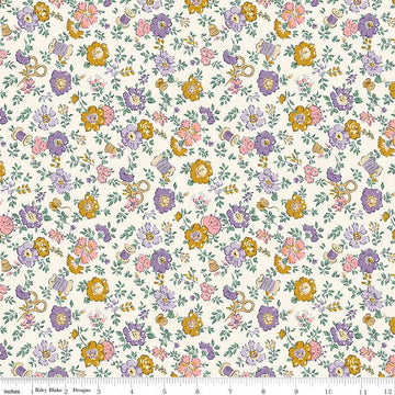 SALE Tudor Celebration 01667443C Haberdashery Floral C - Riley Blake Designs - Floral Flowers - Liberty Fabrics - Quilting Cotton Fabric