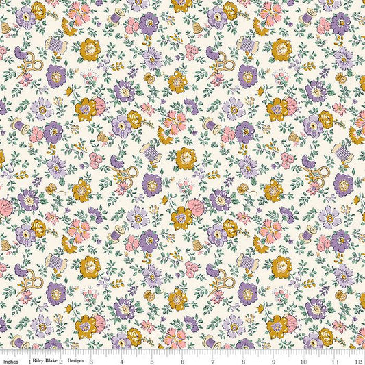 SALE Tudor Celebration 01667443C Haberdashery Floral C - Riley Blake Designs - Floral Flowers - Liberty Fabrics - Quilting Cotton Fabric