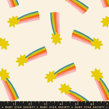 Image of Mystic Fable Shooting Star Natural quilting cotton fabric by Alexia Abegg of Ruby Star Society for Moda Fabrics. Features stars on a cream background. Cute Little Fabric Shop.