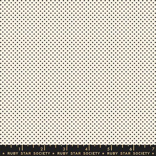 Image of Mystic Fable Mini Black on Natural quilting cotton fabric by Alexia Abegg of Ruby Star Society for Moda Fabrics. Features polka dots on a cream background. Cute Little Fabric Shop.
