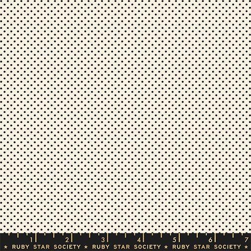 Image of Mystic Fable Mini Black on Natural quilting cotton fabric by Alexia Abegg of Ruby Star Society for Moda Fabrics. Features polka dots on a cream background. Cute Little Fabric Shop.