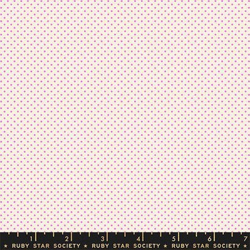 Image of Mystic Fable Mini Neon Pink quilting cotton fabric by Alexia Abegg of Ruby Star Society for Moda Fabrics. Features polka dots on a cream background. Cute Little Fabric Shop.