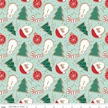 19" End of Bolt - FLANNEL Flannel Christmas Cookies F16520 Songbird - Riley Blake - Sugar Cookie Santa Trees Snowmen - FLANNEL Cotton Fabric