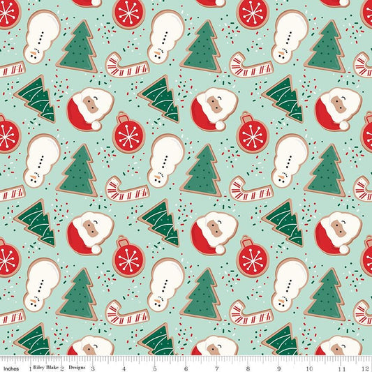 19" End of Bolt - FLANNEL Flannel Christmas Cookies F16520 Songbird - Riley Blake - Sugar Cookie Santa Trees Snowmen - FLANNEL Cotton Fabric