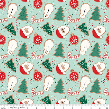 19" End of Bolt - FLANNEL Flannel Christmas Cookies F16520 Songbird - Riley Blake - Sugar Cookie Santa Trees Snowmen - FLANNEL Cotton Fabric