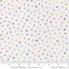 Image of Delphinium Hearts Snowdrop quilting cotton by Janet Clare for Moda Fabrics. Features hearts on a white background. Cute Little Fabric Shop.